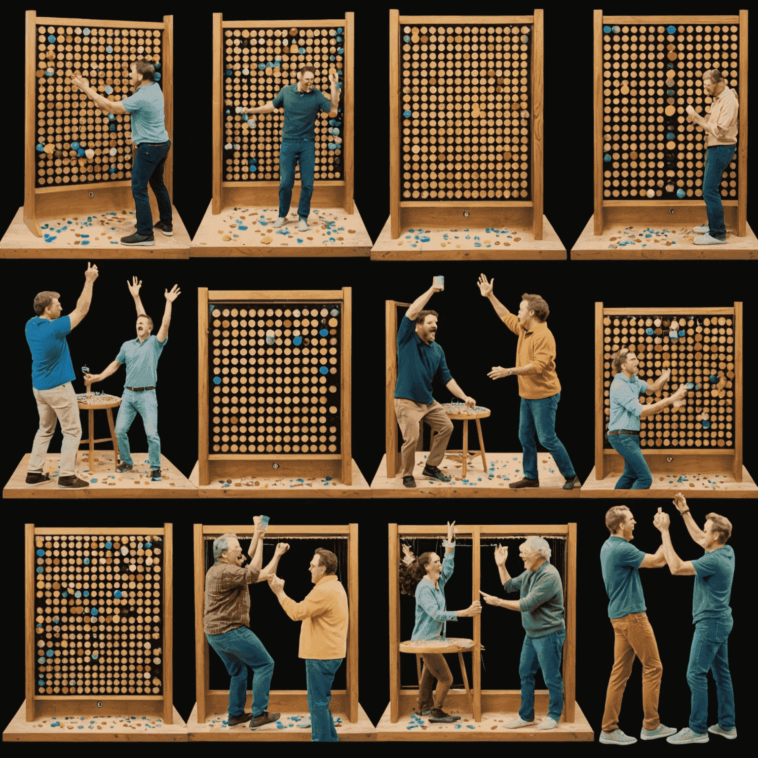 Ein Collage von Plinko-Spielern, die ihre Erfolge feiern